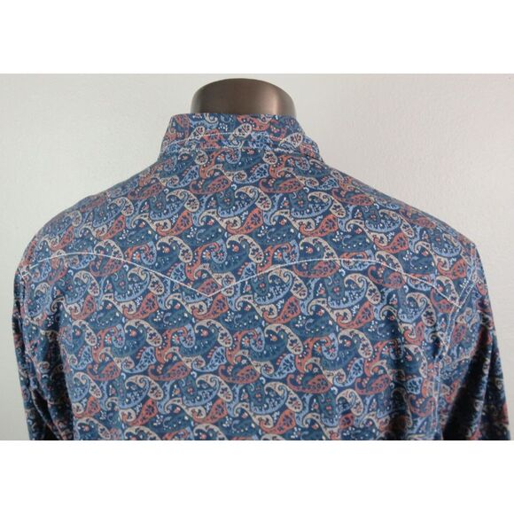 Mens Cinch Western Button‎ Front Shirt Size L Modern Paisley Pearl Snap Rodeo - Picture 6 of 9
